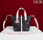 Small Dior Toujours Vertical Tote Bag Rose Soupir and Black Macrocannage Calfskin - 18x16x12cm - 2