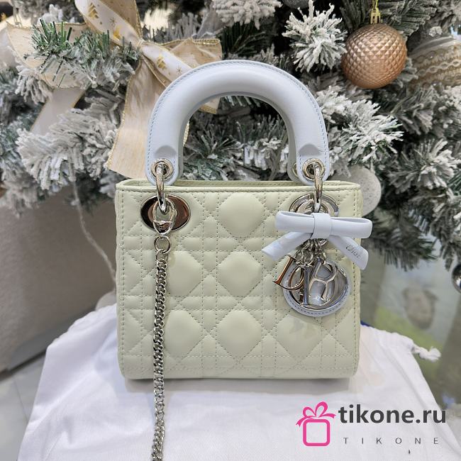 Mini Lady Dior Bag with Chain Lily of the Valley Green and Sky Blue Cannage Lambskin - 17x15x7cm - 1
