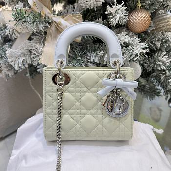 Mini Lady Dior Bag with Chain Lily of the Valley Green and Sky Blue Cannage Lambskin - 17x15x7cm