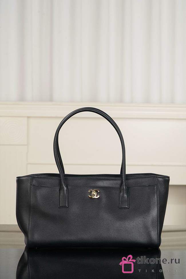 Chanel Small Shopping Bag Calfskin & Gold-Tone Metal Black - 39x20x13cm - 1