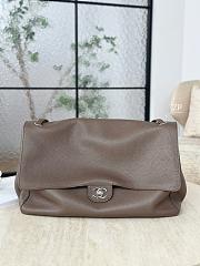 Chanel Maxi Flapbag Grained Calfskin & Silver Metal Light Brown - 38.5x26x11cm - 5