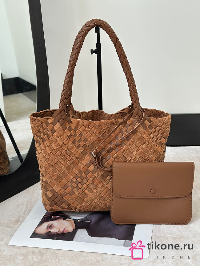 The Row Ruth Woven Leather And Suede Tote Bag Brown - 35x10x23cm - 1