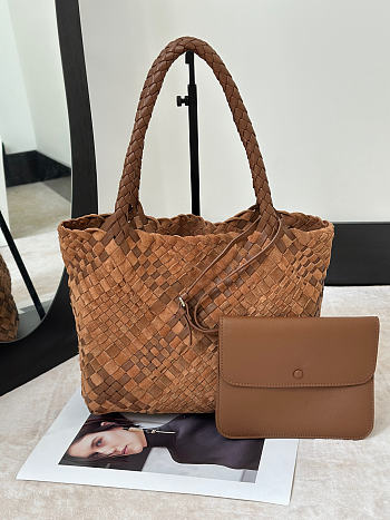 The Row Ruth Woven Leather And Suede Tote Bag Brown - 35x10x23cm