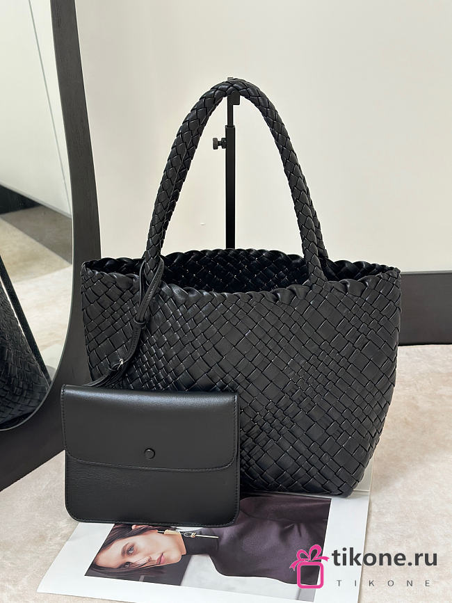 The Row Ruth Woven Leather Tote Bag Black - 35x10x23cm - 1