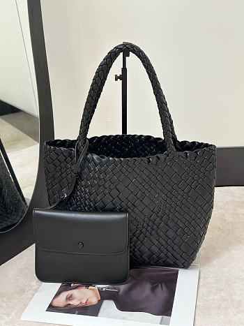 The Row Ruth Woven Leather Tote Bag Black - 35x10x23cm