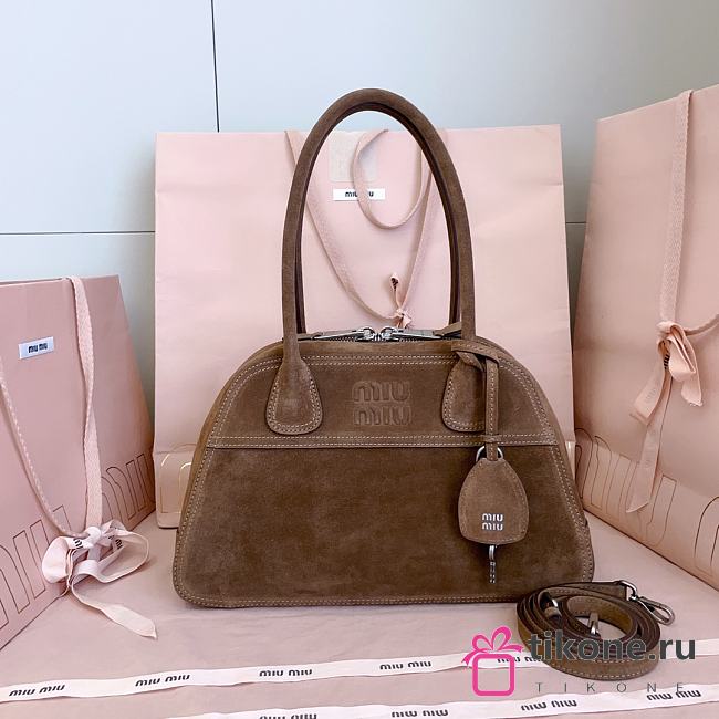 Miumiu Vivant Suede Bag Brown 5BB199 - 32x19.5x11cm - 1