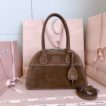 Miumiu Vivant Suede Bag Brown 5BB199 - 32x19.5x11cm