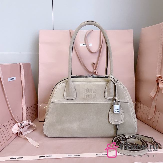 Miumiu Vivant Suede Bag White 5BB199 - 32x19.5x11cm - 1