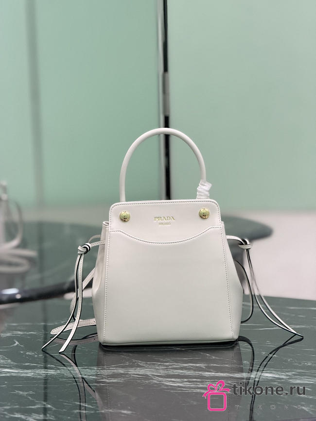 Prada Carry Mini Leather Handbag White 1BA496 - 21x19x7cm - 1
