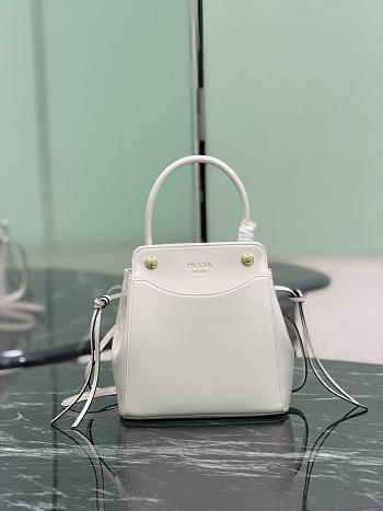 Prada Carry Mini Leather Handbag White 1BA496 - 21x19x7cm