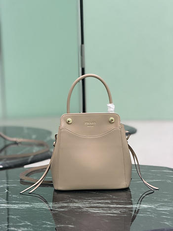 Prada Carry Mini Leather Handbag Beige 1BA496 - 21x19x7cm