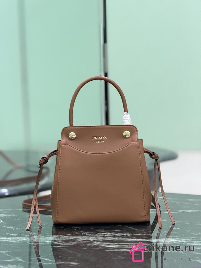 Prada Carry Mini Leather Handbag Brown 1BA496 - 21x19x7cm - 1