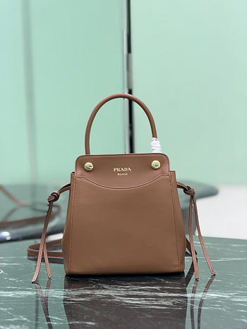 Prada Carry Mini Leather Handbag Brown 1BA496 - 21x19x7cm