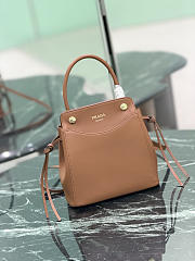 Prada Carry Mini Leather Handbag Brown 1BA496 - 21x19x7cm - 2