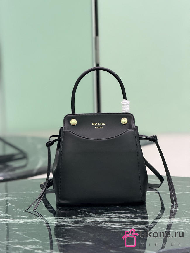 Prada Carry Mini Leather Handbag Black 1BA496 - 21x19x7cm - 1