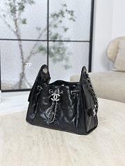 Chanel 25 Mini Handbag Shiny Crumpled Calfskin & Silver-Tone Metal Black - 20x22x12.5cm - 5