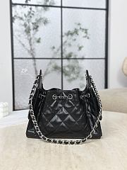 Chanel 25 Mini Handbag Shiny Crumpled Calfskin & Silver-Tone Metal Black - 20x22x12.5cm - 4