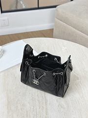 Chanel 25 Mini Handbag Shiny Crumpled Calfskin & Silver-Tone Metal Black - 20x22x12.5cm - 3
