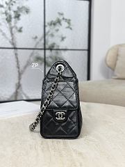 Chanel 25 Mini Handbag Shiny Crumpled Calfskin & Silver-Tone Metal Black - 20x22x12.5cm - 2