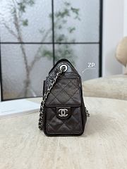 Chanel 25 Mini Handbag Shiny Crumpled Calfskin & Silver-Tone Metal Chocolate - 20x22x12.5cm - 5