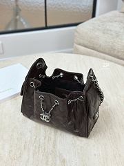 Chanel 25 Mini Handbag Shiny Crumpled Calfskin & Silver-Tone Metal Chocolate - 20x22x12.5cm - 4