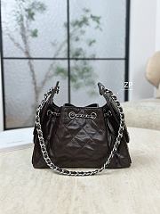 Chanel 25 Mini Handbag Shiny Crumpled Calfskin & Silver-Tone Metal Chocolate - 20x22x12.5cm - 3