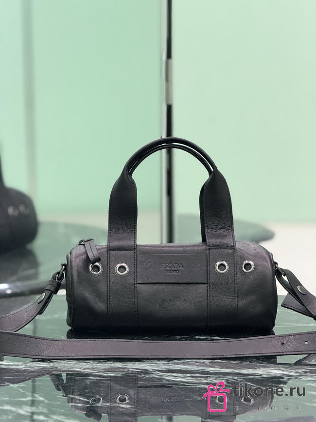 Prada Route Medium Leather Top-Handle Bag Black 1BB161 - 29x12x12cm - 1