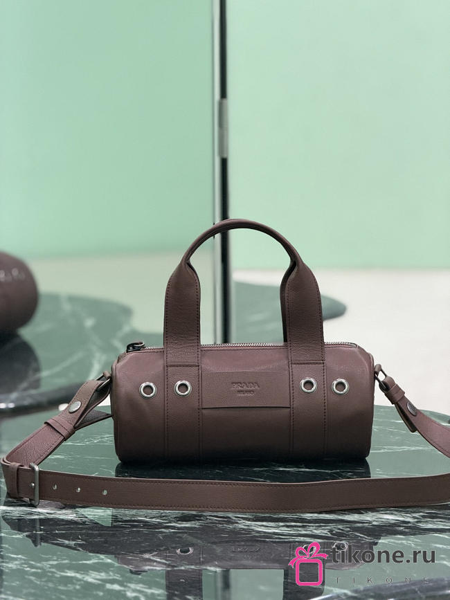 Prada Route Medium Leather Top-Handle Bag Brown 1BB161 - 29x12x12cm - 1