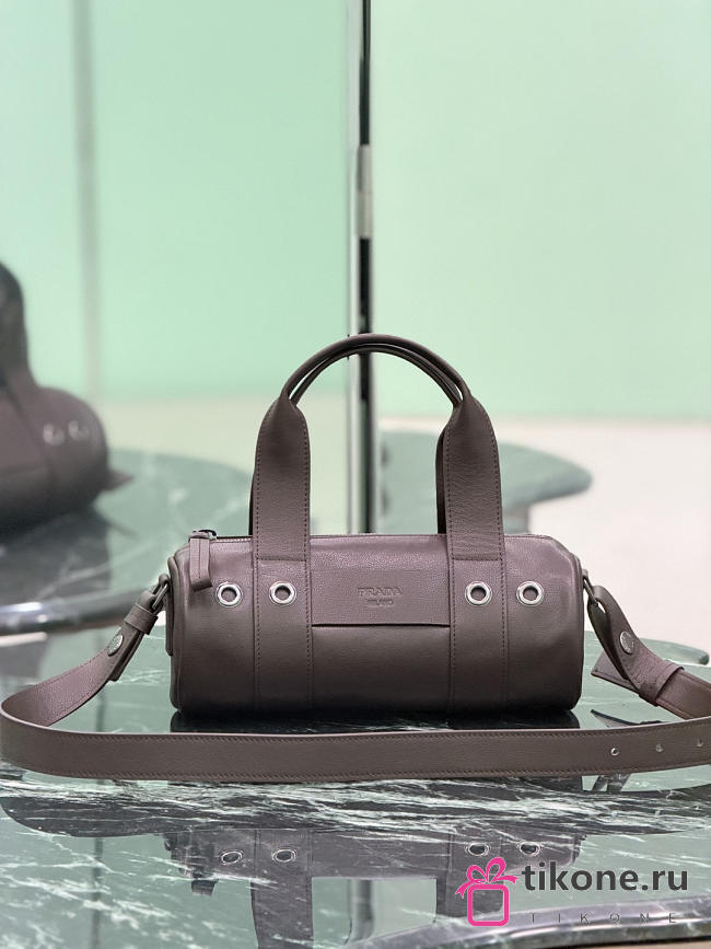 Prada Route Medium Leather Top-Handle Bag Dark Brown 1BB161 - 29x12x12cm - 1