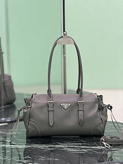 Prada Bonnie Medium Antiqued Leather Tote Bag Gray 1BG628 - 32x11x17.5cm - 2