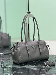 Prada Bonnie Medium Antiqued Leather Tote Bag Gray 1BG628 - 32x11x17.5cm - 3