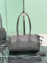Prada Bonnie Medium Antiqued Leather Tote Bag Gray 1BG628 - 32x11x17.5cm - 4