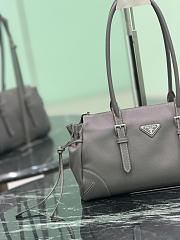 Prada Bonnie Medium Antiqued Leather Tote Bag Gray 1BG628 - 32x11x17.5cm - 5