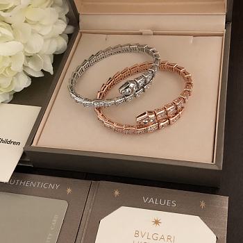 Bvlgari Serpenti Viper 18KT Rose/White Gold Bracelet Set With Full Pave Diamonds