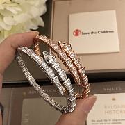 Bvlgari Serpenti Viper 18KT Rose/White Gold Bracelet Set With Full Pave Diamonds - 3