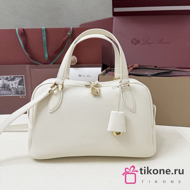Loro Piana Small Needle Bag Calfskin White - 31x15x16cm - 1
