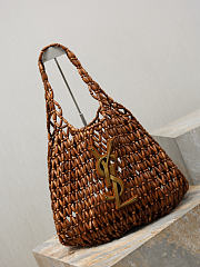 YSL Icare Medium In Wood Beads Light Wood And Brick - 31-46x28x16cm - 6