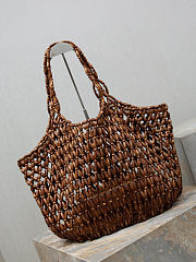 YSL Icare Medium In Wood Beads Light Wood And Brick - 31-46x28x16cm - 3