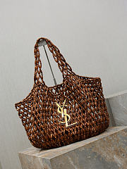 YSL Icare Medium In Wood Beads Light Wood And Brick - 31-46x28x16cm - 2