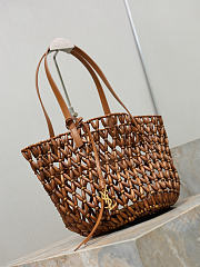 YSL Panier Small In Wood Beads Light Wood And Brick - 28-49x35x30cm - 5