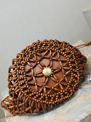 YSL Panier Small In Wood Beads Light Wood And Brick - 28-49x35x30cm - 2