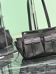 Prada Route Medium Leather Tote Bag Black 1BG645 - 30x22x15cm - 5