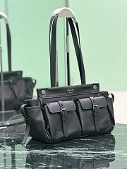 Prada Route Medium Leather Tote Bag Black 1BG645 - 30x22x15cm - 2