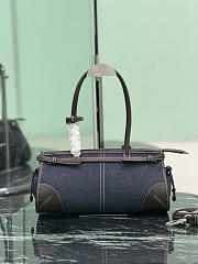 Prada Bonnie Medium Denim And Leather Handbag Blue/Coffee 1BA426 - 32x15.5x12cm - 6