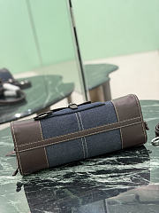 Prada Bonnie Medium Denim And Leather Handbag Blue/Coffee 1BA426 - 32x15.5x12cm - 2