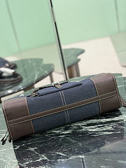 Prada Bonnie Large Denim And Leather Handbag Blue/Coffee 1BA433 - 38x24x12cm - 2