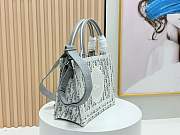 Small Dior Book Tote with Strap Latte and Gray Dior Oblique Embroidery and White Lace - 26.5x22x14cm - 6