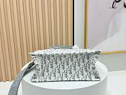 Small Dior Book Tote with Strap Latte and Gray Dior Oblique Embroidery and White Lace - 26.5x22x14cm - 5