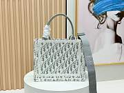 Small Dior Book Tote with Strap Latte and Gray Dior Oblique Embroidery and White Lace - 26.5x22x14cm - 4