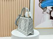 Small Dior Book Tote with Strap Latte and Gray Dior Oblique Embroidery and White Lace - 26.5x22x14cm - 3